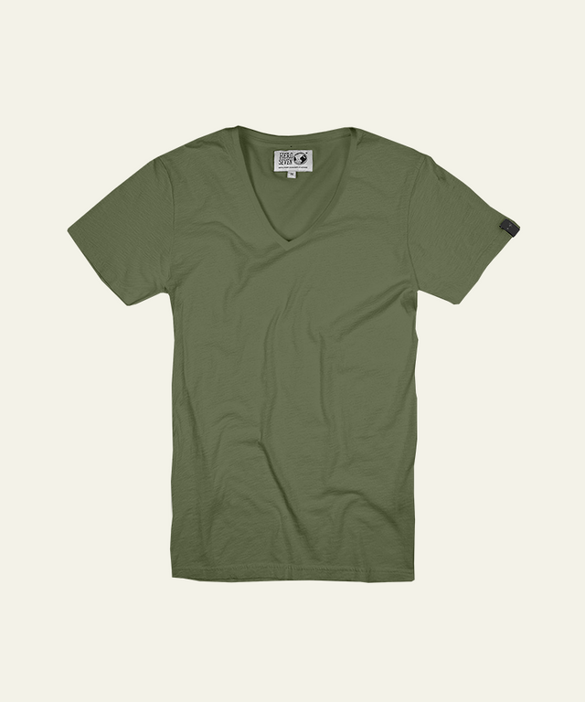 BASIC COL V - DOLIVA KAKI - TEESHIRT